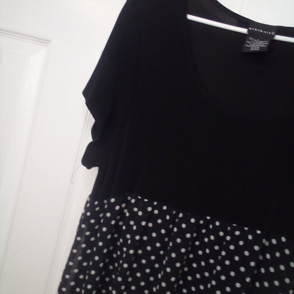 Citiknits Dress Women L Short Sleeve Polka Dot Black White - Picture 9 of 16